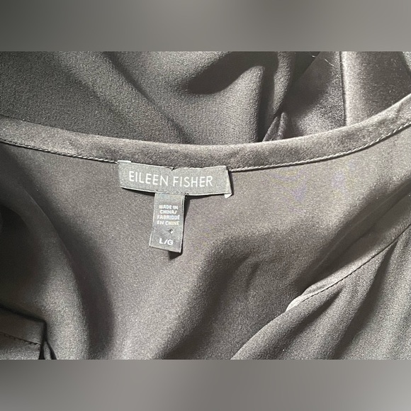 Eileen Fisher 100% Silk Black Mini Dress L - Picture 8 of 9